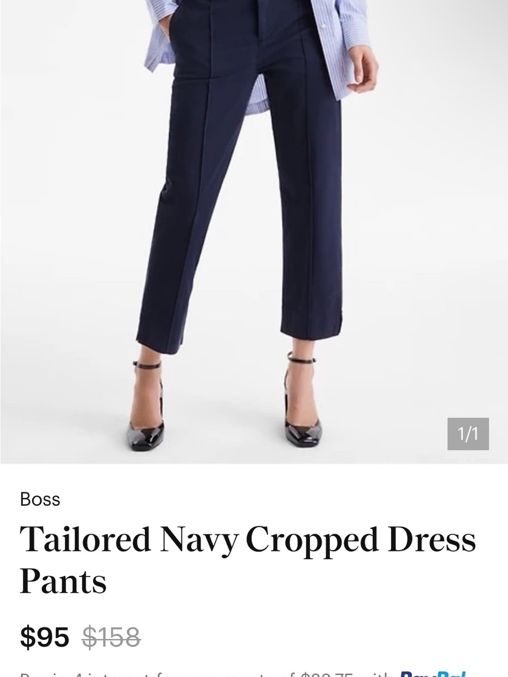 Boss Navy Cropped Tailored Dress Pants